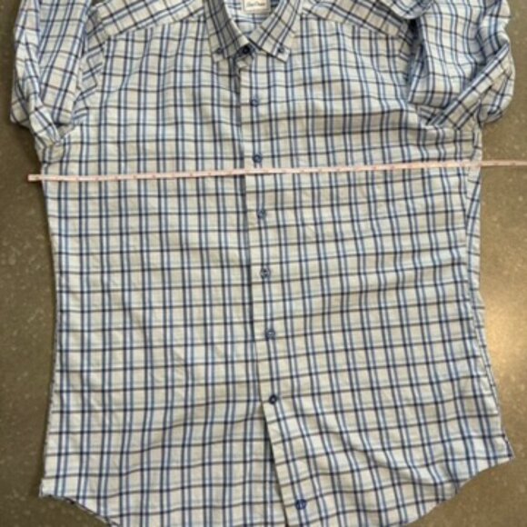 David Donahue Blue & White Plaid Long Sleeve Button-Up Shirt – Size Large - Picture 9 of 10